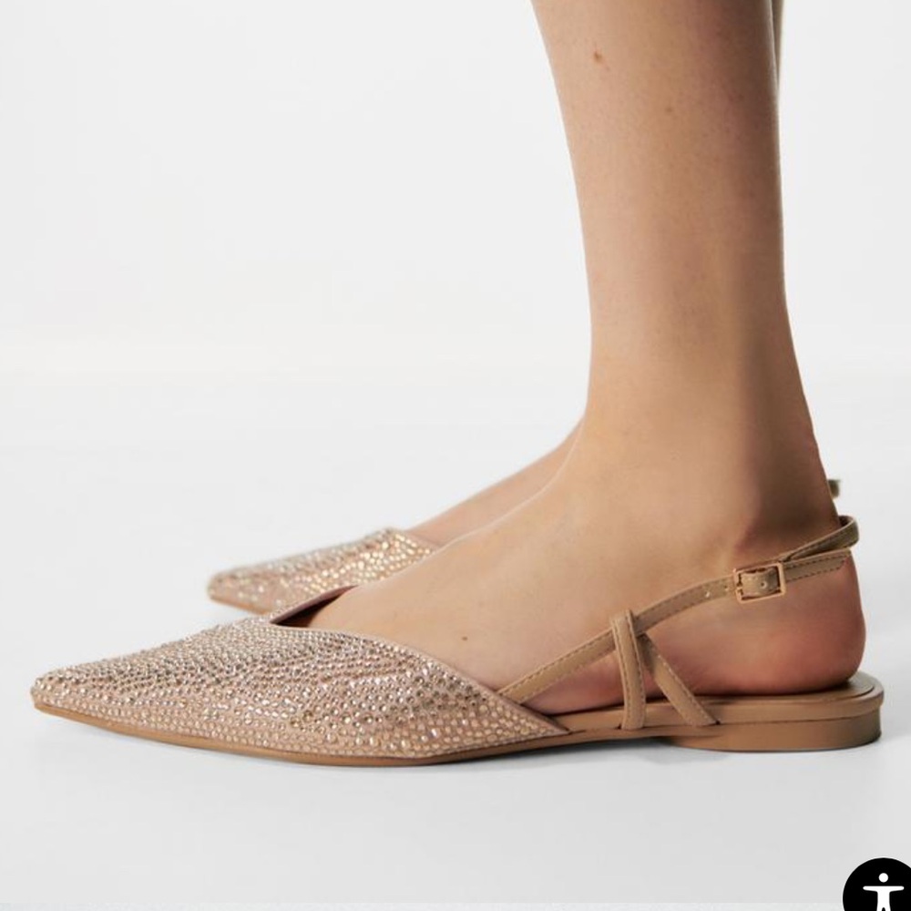 NWT Zara RHINESTONE SLINGBACK FLATS size 38 - Picture 4 of 6